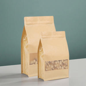 Pochette zippée en papier <span class=keywords><strong>kraft</strong></span> brun écologique avec fenêtre transparente mate, encoche de déchirure, autoportante, thermoscellable, refermable, résistante à l'humidité, pour aliments pour animaux de compagnie - Product Image 3