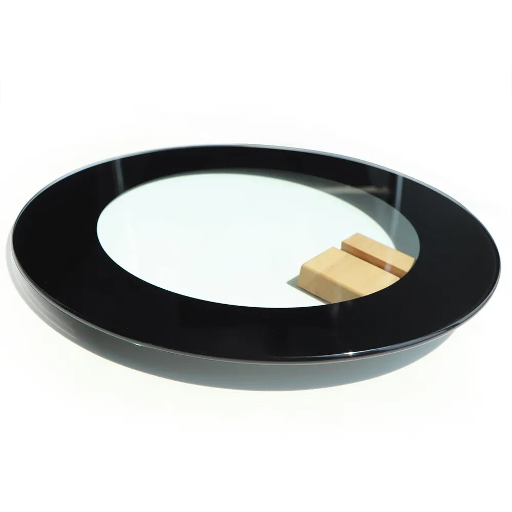 6mm di spessore temperato nero dipinto forma ovale temprato stampa colore top in vetro per tavolino