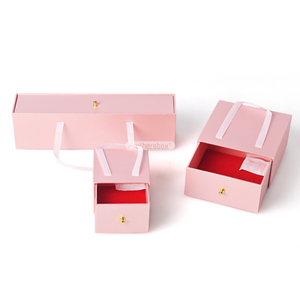 Custom Logo Reusable Cufflink Sliding Drawer Box Handmade Luxury <b>Pink</b> Jewelry Storage <b>Gift</b> Box with Paper Bag - Product Image 6
