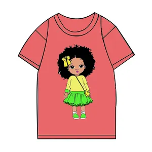 Qy Cartoon Pattern Children Shirt Baby Girl Outfit Short Sleeves Summer Toddler Girls Clothes T-shirts