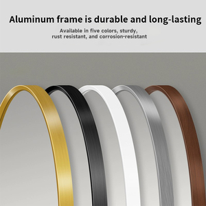 Elegante <span class=keywords><strong>Espejo</strong></span> Circular Colgante de Acero Inoxidable, Hecho a Mano, con <span class=keywords><strong>Cuerda</strong></span> de Cuero Ajustable, Estilo Moderno Minimalista, Decorativo - Product Image 4