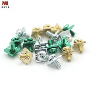 3Cr color zinc greed zinc brass coating gold machine screw Square washer combination screws for Leakage switch