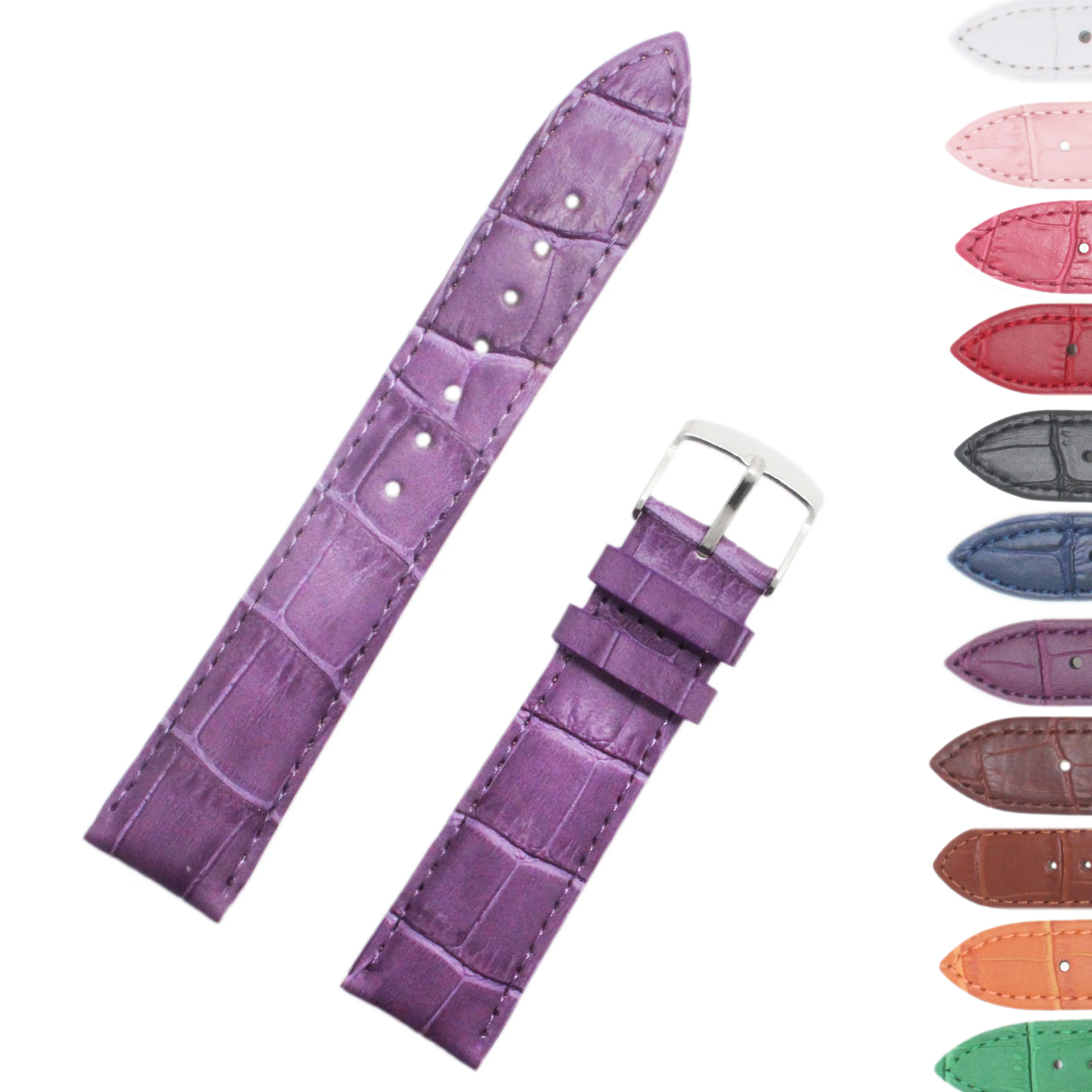 Factory directly bamboo Crocodile grain Cowhide genuine leather high quality watch straps band
