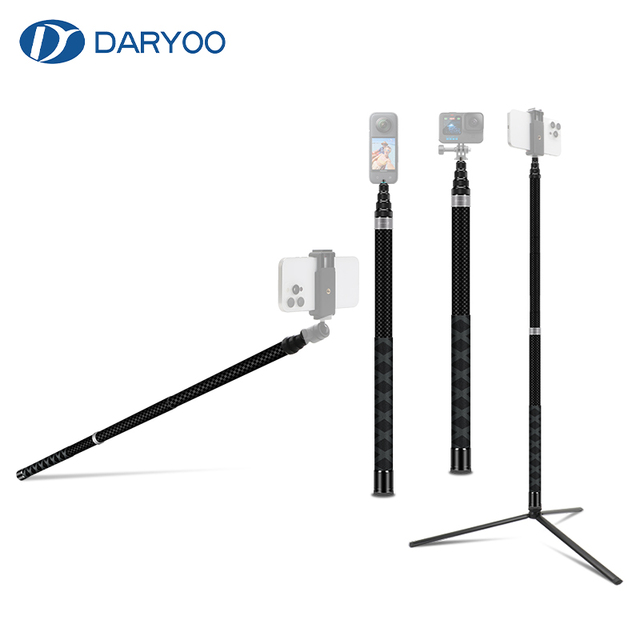 3M Durable Ultra Super Long Extension Monopod 3 in 1 Invisible Carbon Fiber Selfie Stick for GoPro Insta360 Insta 360 GO2 ONE X2