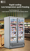 Congélateur vertical commercial pour crème glacée -22 degrés Congélateur profond Refroidissement par ventilateur 3 portes vitrées Viande congelée Température unique