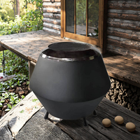 Barbecue portable moderne en acier haute température avec pieds démontables, support à bûches et pique à bois pour brûlage de bois en extérieur