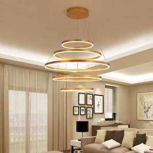 Lustres Suspendus au Design Moderne Simple Éclairage Led Lumières Pendentif Anneau en Cercle d'Or - Product Image 3
