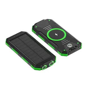 10000毫安外置电池便携式无线充电器太阳能银行，带双USB的强发光二极管太阳能充电器