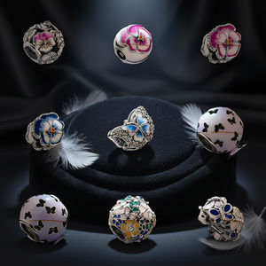 Pulsera de Plata Pura 925 - Daisy, Magnolia, Esmalte, Magnolia Blanca, Pulsera de <span class=keywords><strong>Mariposa</strong></span> - Pulsera de Cuentas DIY - Product Image 2