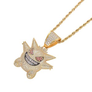 Cartoon Genie Pendant Necklace <b>Micro</b> Set Purple Zircon Zinc Alloy Unisex Party Jewelry - Product Image 4