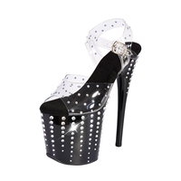 Sandales à plateforme gothiques sexy à bout ouvert pour femme, motif serpent, talons de 20 cm, style stripper, été, rehaussantes, Black Diamond