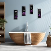 Ensemble de 4 panneaux décoratifs muraux en forme de rectangle avec texte inspirant, motif Rose Violette style Ferme, 16x6 pouces, pour décoration intérieure et cadeaux