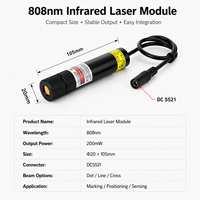 Nouveau module laser infrarouge ZhonNa 808nm 200mW - Capteur de positionnement interactif de projection nocturne infrarouge proche pour visée et pointage
