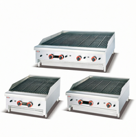 24 Kompor Gas LPG Radiant Charbroiler Komersial Stainless Steel Lava Rock Grill dengan Daya 5000-10000W