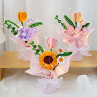 Cadeau de Noël et du Nouvel An pour fille, produit fini, fleurs en fil de fer dans une boîte en PVC avec lumière LED, bouquet de fleurs en fil de fer, boîtes à fleurs