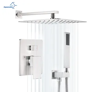 Rainfall wand montiert top dusche und hand dusche set 304 Stainless Steel Wall-mount Bath Rain-stil Shower Faucet