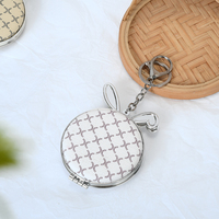 Porte-clés mignon petit lapin, miroir double face texturé, ornement de miroir de maquillage à grille pratique