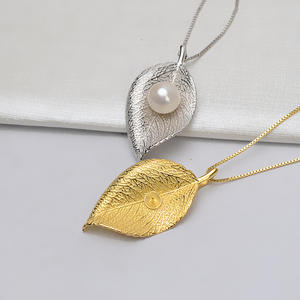 Colgante Femenino de Plata S925 y Hoja de Oro con 7-8 Perlas, Accesorios de Joyería DIY, Bandeja Vacía, Dijes de Perlas Modernos 853 - Product Image 3