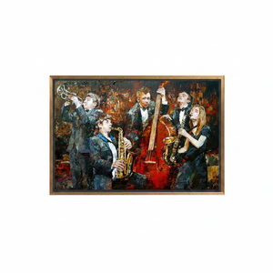 Jazz Musicians Printed Canvas Art: Elegant African Music Decor,GOLD <b>FRAMED</b> CANVAS - Product Image 2