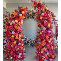 Décor d'événement de mariage Arche Arrangement floral Pampa d'automne Soie artificielle Rose Fleur Corne de roseau Arche Fleurs Toile de fond