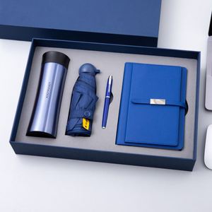 4 in 1 Business VIP Branded Luxury Corporate Gift Promotion Leather Journal Gift Set With Logo Vacuum Cup <b>Notebook</b> With Umbrella - Product Image 2
