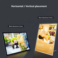 Boîte à lumière LED ultra-mince en verre pour menu, format A4/A3, cadre d'affichage lumineux de table pour restaurant, café