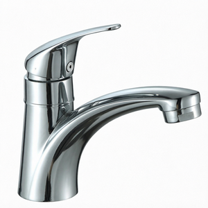 Rubinetto Moderno Cromato Monocomando per Lavabo con Valvola in Ceramica, Miscelatore Monoforo da Appoggio per Bagno - Product Image 1
