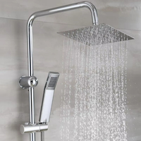 Robinets muraux en acier inoxydable de style classique chromés Robinets Surface polie Ensemble de douche à effet pluie pour salle de bains