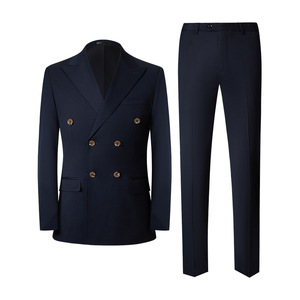 Bridalaffair Nouveaux Costumes de Mariage Bleus pour Homme, Revers, Col en V, Coupe Slim, 3 Pièces (Veste+Pantalon+Gilet) Respirants - Product Image 1