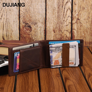 Cartera de Cuero Genuino Dujiang para Hombre, con Múltiples Ranuras para Tarjetas, Protección RFID, Porta Billetes, Color Chocolate, Primavera 2025 - Product Image 1