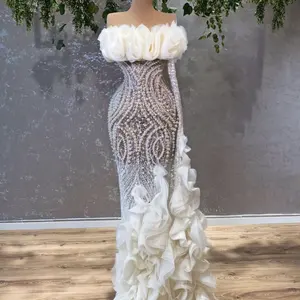 Rsm67418 2021 숙녀 Tulle 럭셔리 레이스 화이트 드레스 무거운 페르시 3D 수 놓은 신부 웨딩 드레스