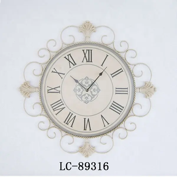 Antique Western Style hanging home decor metal frame wall clock