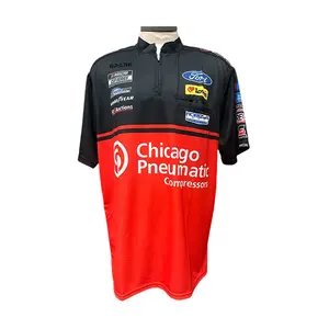 Chemise à fermeture éclair 1/4 entièrement personnalisée à fermeture éclair T-Shirt de voiture de course automobile de moto T-shirt de voiture de course Pit Crew Polos