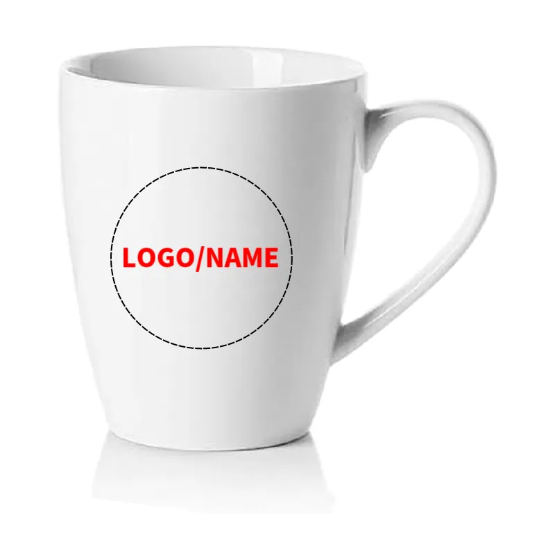 Werbung 12oz leer benutzer definierte weiße billige Marke Keramik becher Tasse mit Logo