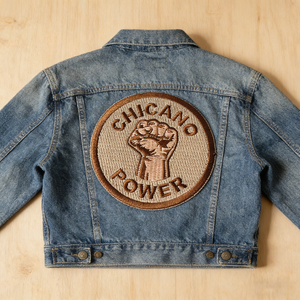 Écusson thermocollant personnalisé 'CHICANO POWER' en tissu brodé, style politique <span class=keywords><strong>mexicain</strong></span>-américain des années 60 et 70, pour chapeaux - Product Image 4