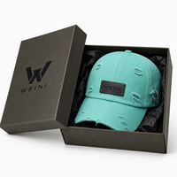 Casquette de baseball WEINI personnalisée avec logo, vert menthe, effet vieilli et déchiré, style Dad Cap avec anneaux métalliques, casquettes de sport style punk pour hommes et femmes, vente en gros