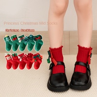 Chaussettes Rouges Montantes Tricotées pour Enfants, Motif Princesse Dessin Animé Mignon, Collection Automne Hiver, Idéales pour Petites Filles, Noël et Nouvel An