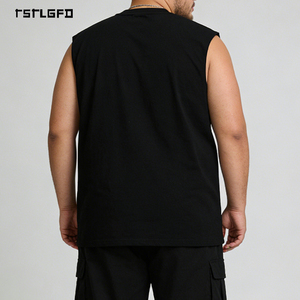 เสื้อยืดแขนกุดพิมพ์ลายกราฟิกผ้าฝ้าย 100% สีดำ ไซส์ใหญ่สำหรับผู้ชาย คอกลมทรงหลวม สไตล์ลำลอง เหมาะสำหรับฤดูร้อน - Product Image 3