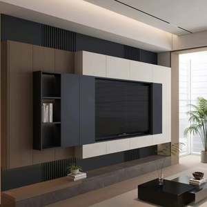 Meubles de salon de luxe, ensemble de meuble TV moderne minimaliste, meuble TV avec cheminée et tiroir - Product Image 1