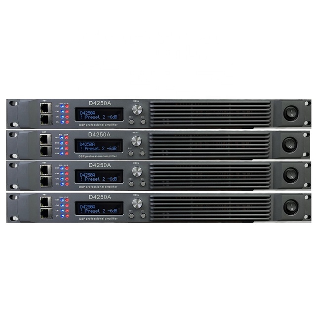 1U 4 Channel Power Amplifier Digital DSP Professional Amplifier for Dual 18" Subwoofer Box