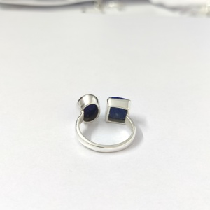 Bague en lapis-lazuli, argent sterling 925, bague en pierres précieuses, lapis-lazuli, collection artisanale, bagues fines, bijoux en argent, prix de gros - Product Image 6