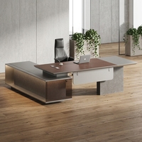 Bureau de direction moderne de luxe en forme de L avec tiroirs, nouveau design, mobilier de bureau en MDF haut de gamme, table robuste haut de gamme