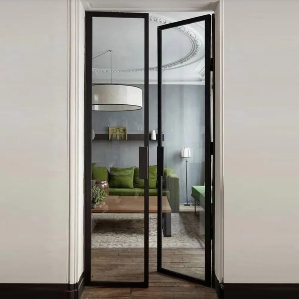 frosted interior glass french aluminium unbreakable one way glass door