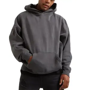 500 Gsm 100% Cotton Plain Essentials Blank Hoodie Mens Heavyweight Hoodie Oversized Sweatshirt Men Cropped Streetwear Hoodie