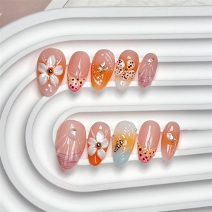 <span class=keywords><strong>Uñas</strong></span> Acrílicas 3D de Playa de <span class=keywords><strong>Verano</strong></span>, <span class=keywords><strong>Uñas</strong></span> Postizas de Alta Calidad 100% Hechas a Mano, <span class=keywords><strong>Uñas</strong></span> <span class=keywords><strong>Cortas</strong></span> en Forma de Almendra, 10 Piezas, <span class=keywords><strong>Uñas</strong></span> Postizas Reutilizables Brillantes - Product Image 5