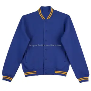 OEM Unisex Polyester Cotton Buttoned Striped Varisty Hoodie Jacket with Custom Design Logo