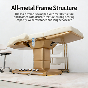 Mesa <span class=keywords><strong>de</strong></span> Masaje Estética <span class=keywords><strong>de</strong></span> Lujo Dorada, Ajustable, para Salón, <span class=keywords><strong>Spa</strong></span>, Tratamientos, Eléctrica, para Masajes Faciales, Cosméticos y Belleza - Product Image 5