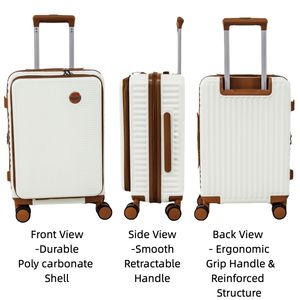 <span class=keywords><strong>Maleta</strong></span> de <span class=keywords><strong>Cabina</strong></span> Ligera con Ruedas de Aluminio y Compartimento Frontal para Portátil de 20 Pulgadas, Ideal para Viajes de Negocios - Product Image 3