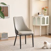 Chaise de salle à manger scandinave en forme de V avec siège en cuir et dossier en métal pour la maison, le bureau ou la restauration
