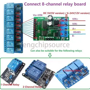 8 kanallı RS485 modülü Modbus rtu protokolü talimat çok fonksiyonlu röle PLC cihazı panel 5-24V